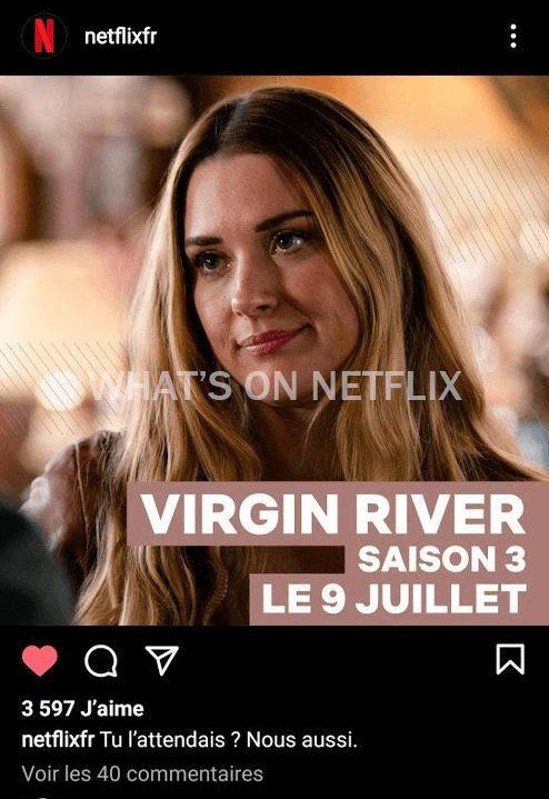 virgin river temporada 3 instagram post netflix frança
