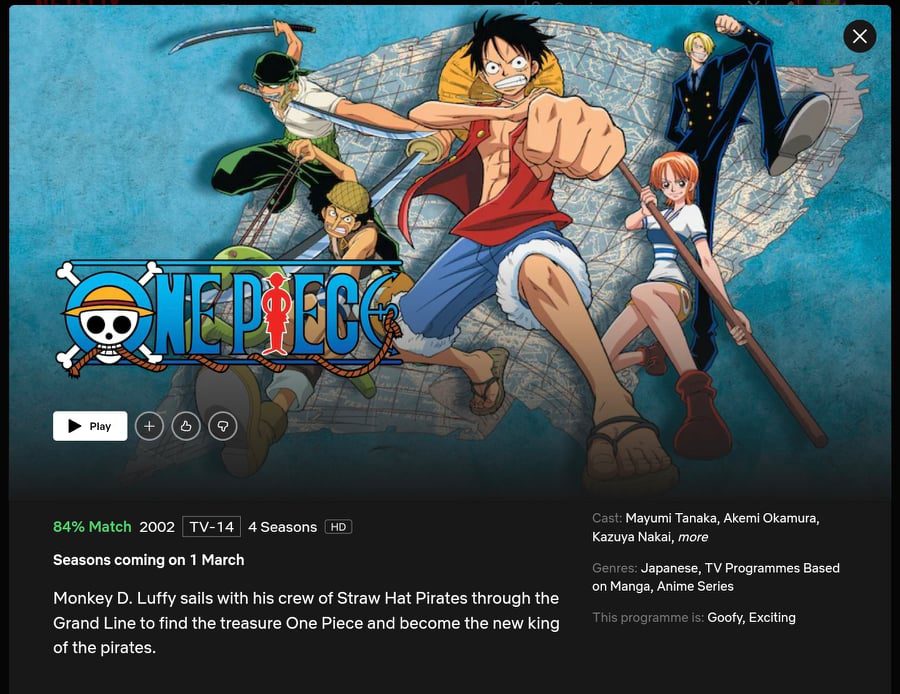 one piece anime várias temporadas data de lançamento da netflix
