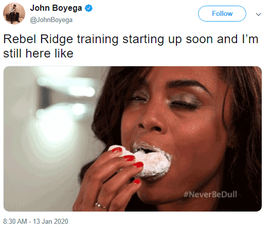 tweet de treinamento de john boyega rebel ridge